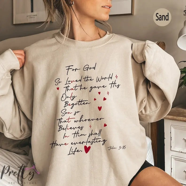 God So Loved World Valentines Bible Verse Christian - Adult & Kids T-Shirts, Sweatshirts & Hoodies apparel design preview 1