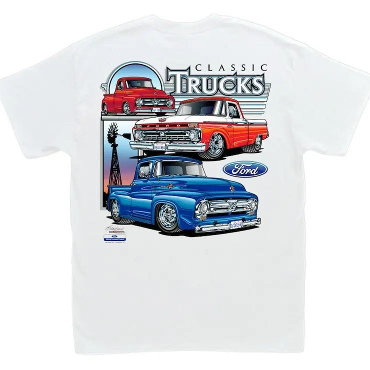 Ford Classic Trucks White F 100 Pickup Truck 1953 - Adult & Kids T-Shirts, Sweatshirts & Hoodies apparel design preview 1