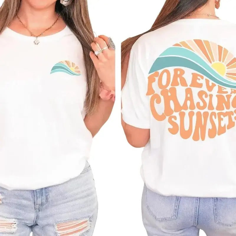 Forever Chasing Sunsets Summer Beach Family Vacation - Adult & Kids T-Shirts, Sweatshirts & Hoodies apparel design preview 1