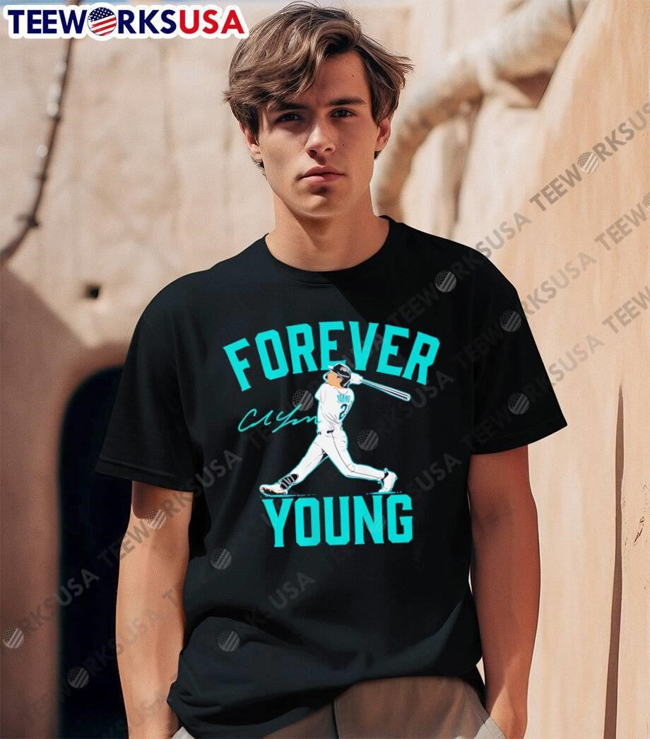 Forever Young baseball player silhouette - Adult & Kids T-Shirts, Sweatshirts & Hoodies apparel design preview 1