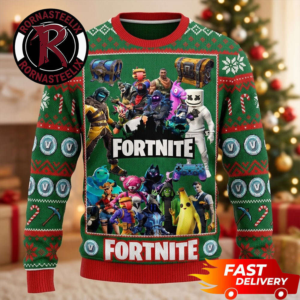 Fortnite Collab Characters Christmas Gift For Fans Fortnite Ugly Christmas Sweater - Holiday Gift product image