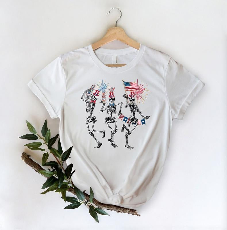 Fourth July 4th Skeleton Dancing Funny Skellies - Adult & Kids T-Shirts, Sweatshirts & Hoodies apparel design preview 1