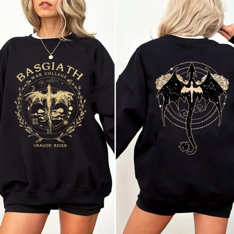 Fourth Wing 2 Sided Basgiath War College Onyx Storm - Adult & Kids T-Shirts, Sweatshirts & Hoodies apparel design preview 1