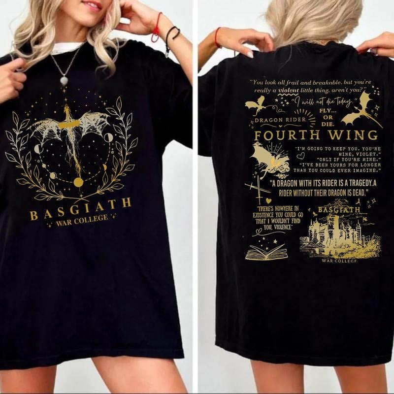 Fourth Wing Double Sided Basgiath War College Daily - Adult & Kids T-Shirts, Sweatshirts & Hoodies apparel design preview 1