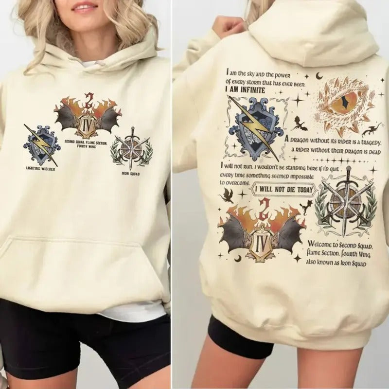 Fourth Wing Iron Squad Two Sided Onyx Storm Brave - Adult & Kids T-Shirts, Sweatshirts & Hoodies apparel design preview 1