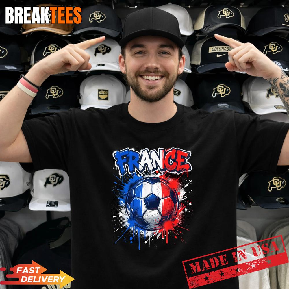 France Football Soccer Player Flag Graffiti Father's - Adult & Kids T-Shirts, Sweatshirts & Hoodies apparel design preview 1