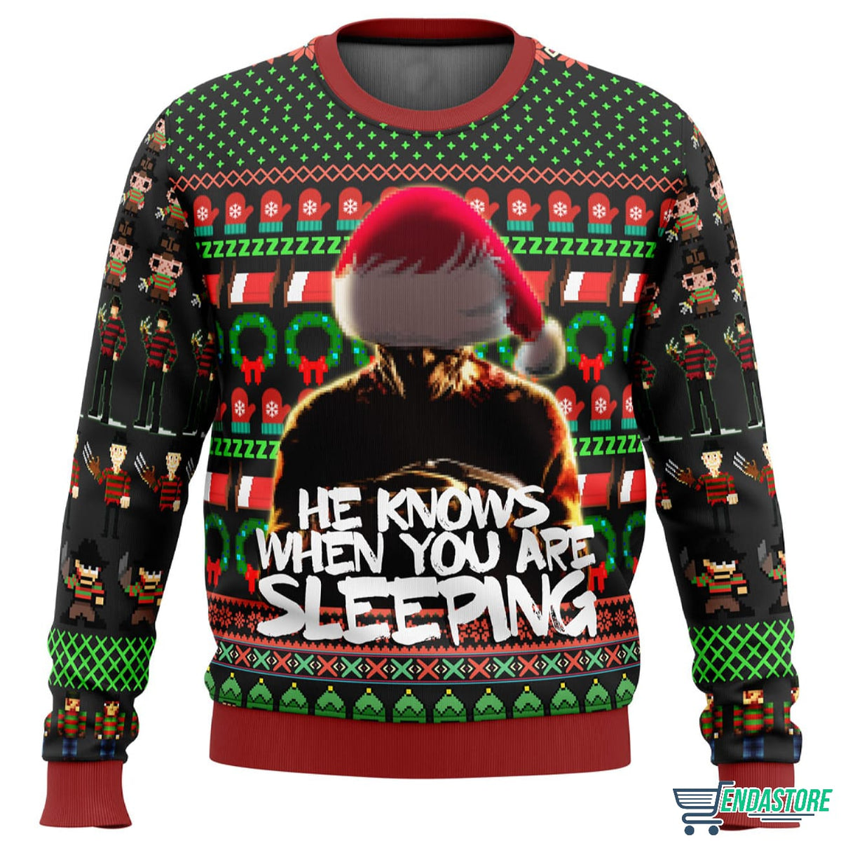 Freddy Krueger A Nightmare on Elm Street 3D Ugly Christmas Sweater - Holiday Gift product image