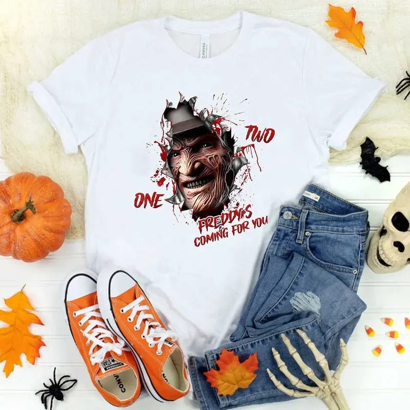 Freddys Coming Horror Halloween Spooky - Adult & Kids T-Shirts, Sweatshirts & Hoodies apparel design preview 1