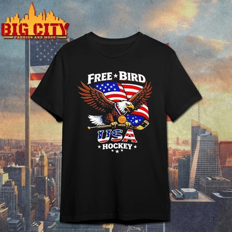 Free Bird USA Hockey Gold Medal - Adult & Kids T-Shirts, Sweatshirts & Hoodies apparel design preview 1