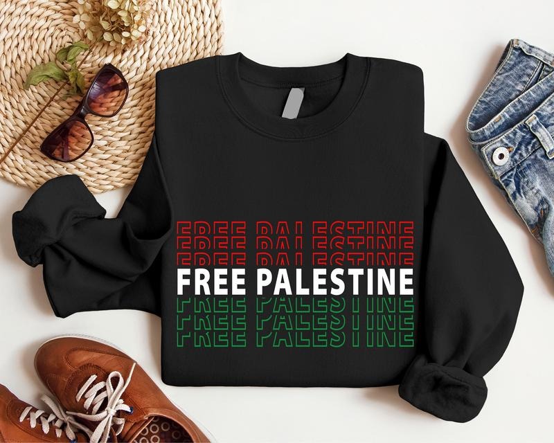 Free Palestine Flag Human Civil Rights Equality Save - Adult & Kids T-Shirts, Sweatshirts & Hoodies apparel design preview 1