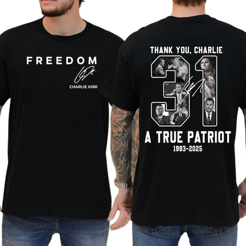 Freedom Charlie Kirk 2 Sided True Patriot Rest Peace - Adult & Kids T-Shirts, Sweatshirts & Hoodies apparel design preview 1