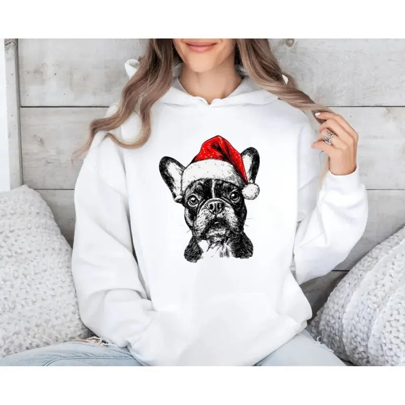 Frenchie Santa French Bulldog Dog Lover Pet Crew Neck - Adult & Kids T-Shirts, Sweatshirts & Hoodies apparel design preview 1