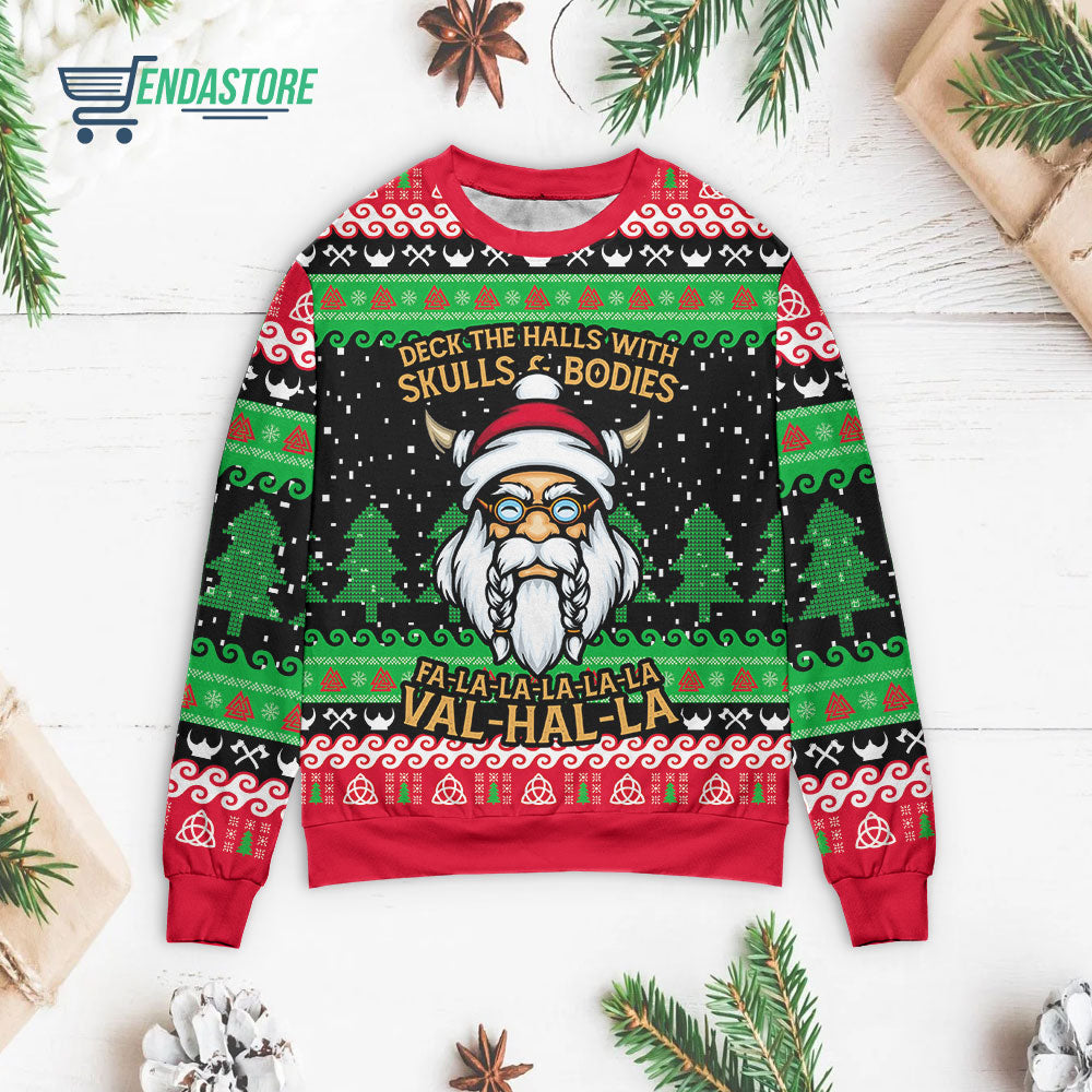 Deck the halls with skulls bodies 3D Christmas Sweater - Holiday Gift product image 3