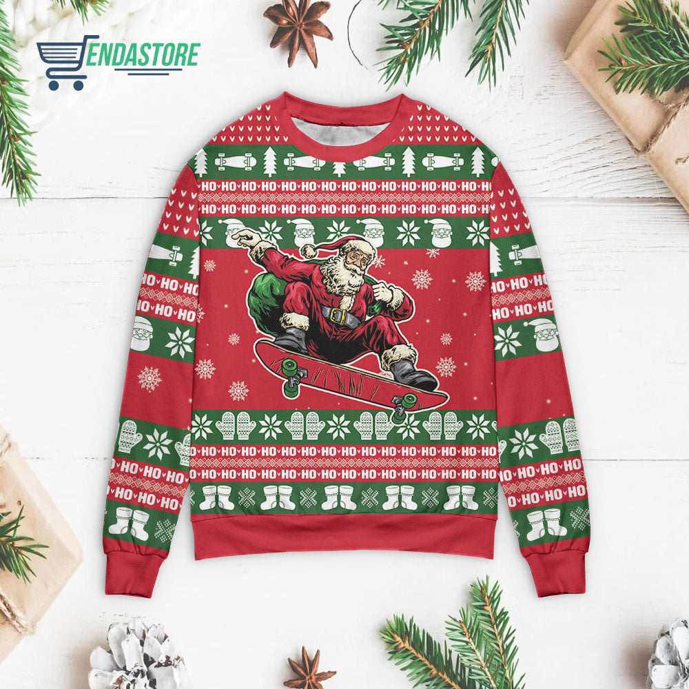 Santa Claus skateboard 3D Christmas Sweater - Holiday Gift product image 3