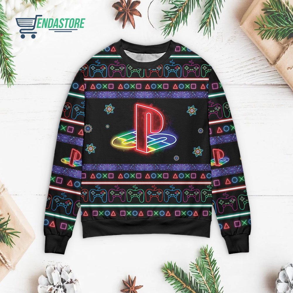 Playstation Neon 3D Christmas Sweater - Holiday Gift product image 3