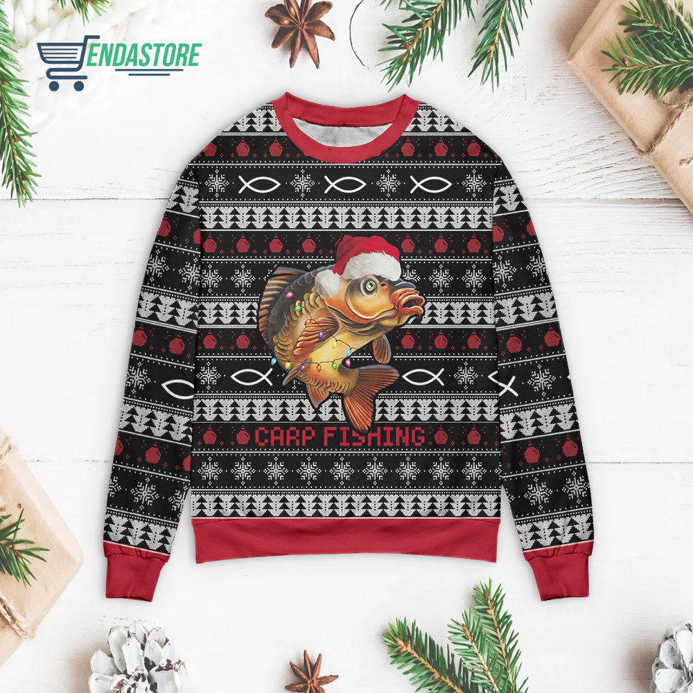 Carp fishing 3D Christmas Sweater - Holiday Gift product image 3