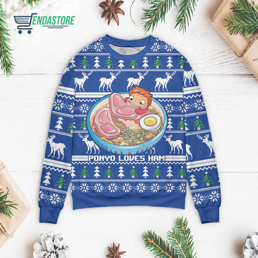 Ponyo Ham Miyazaki 3D Christmas Sweater - Holiday Gift product image 3