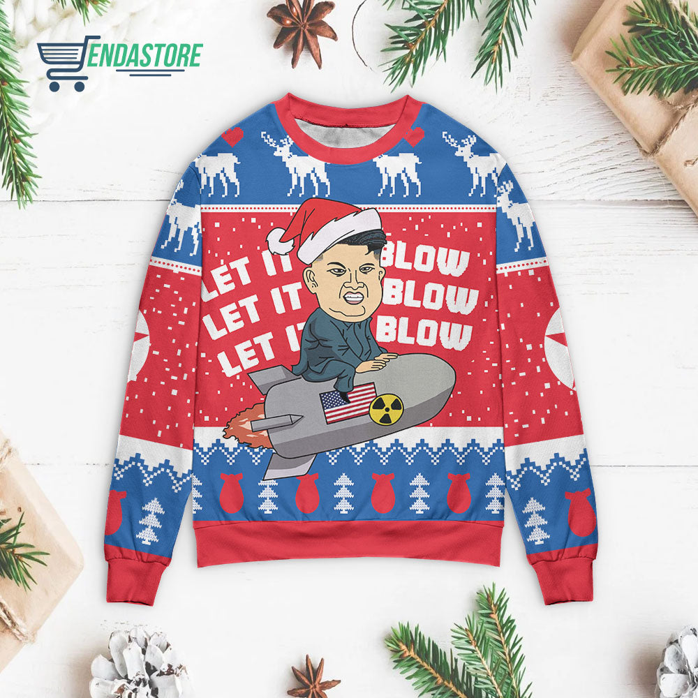 Let it blow Kim Jong Un 3D Christmas Sweater - Holiday Gift product image 3