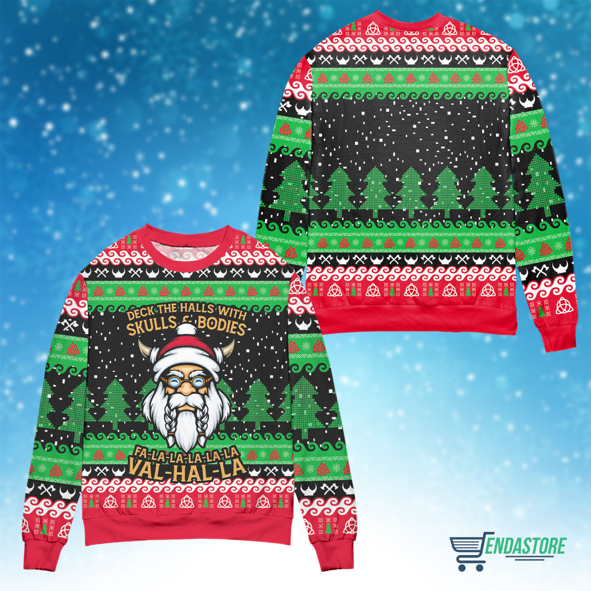 Deck the halls with skulls bodies 3D Christmas Sweater - Holiday Gift product image 4