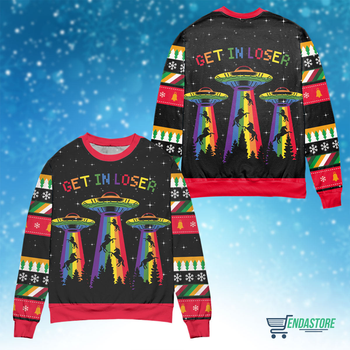 LGBT Alien get in loser 3D Christmas Sweater - Holiday Gift product image 4