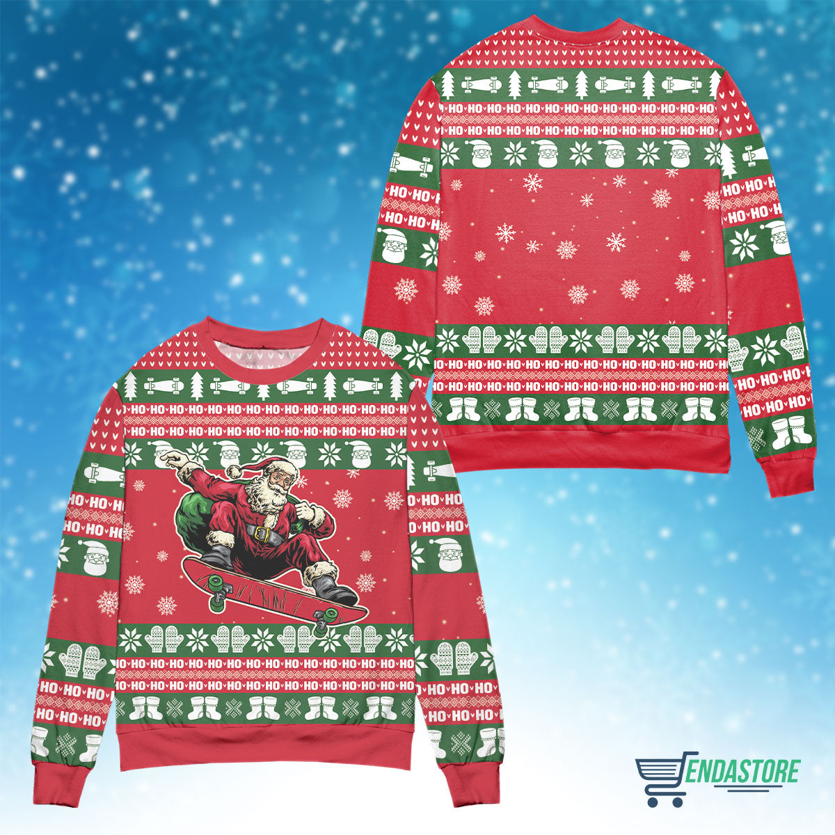 Santa Claus skateboard 3D Christmas Sweater - Holiday Gift product image 4