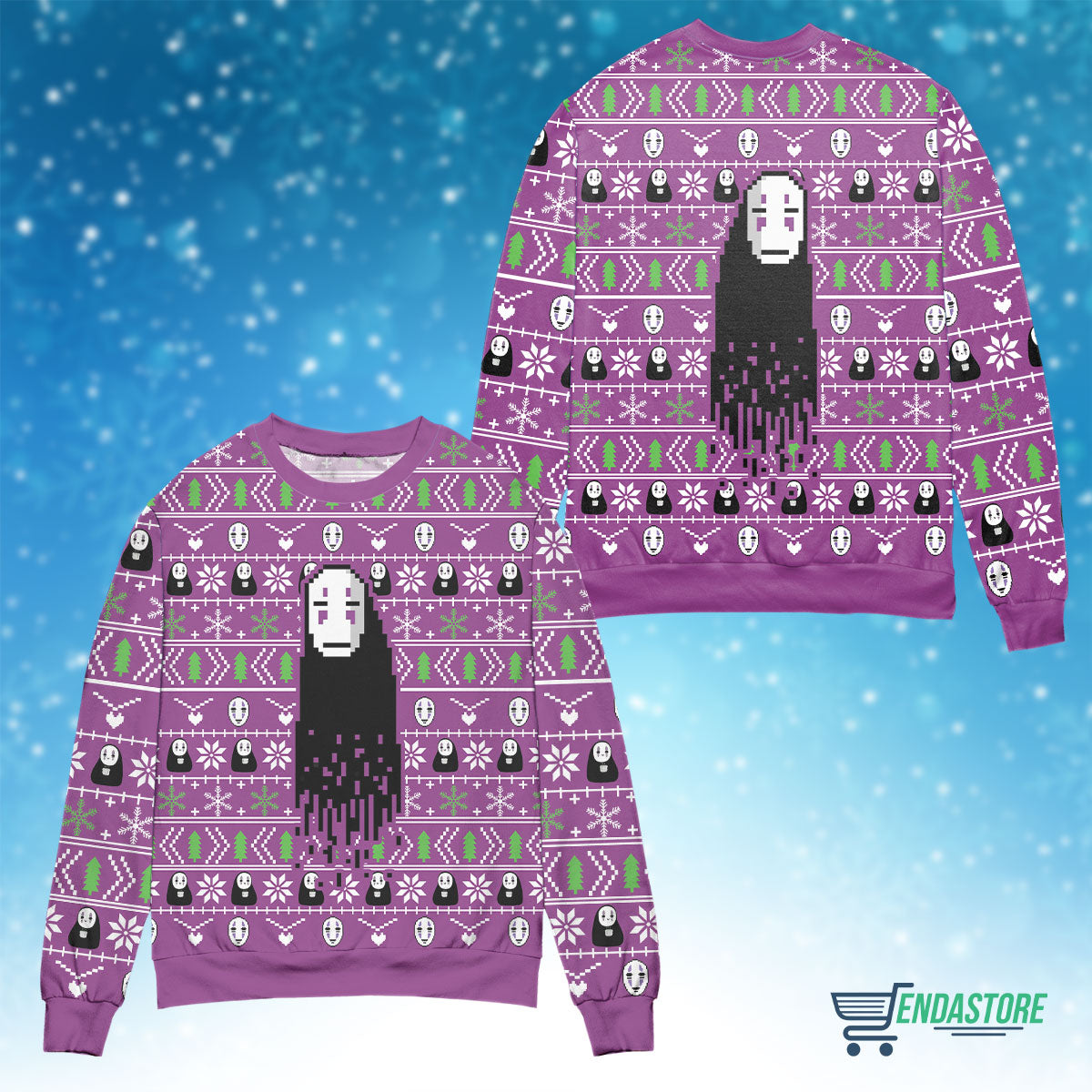 Spirited away no face holiday 3D Christmas Sweater - Holiday Gift product image 4