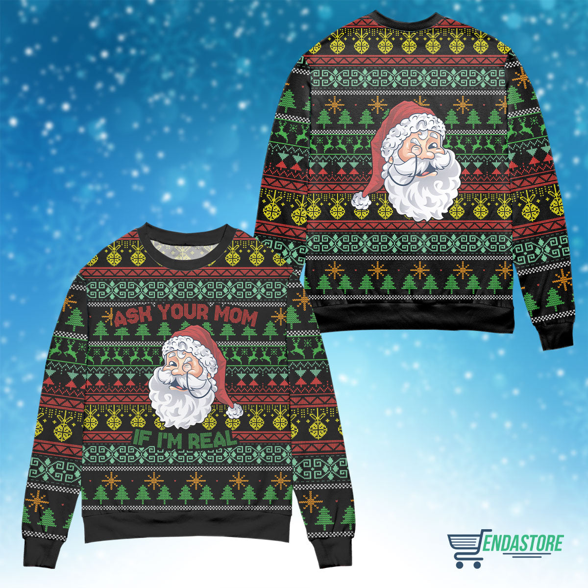 Ask your mom if I’m real Santa Claus 3D Christmas Sweater - Holiday Gift product image 4