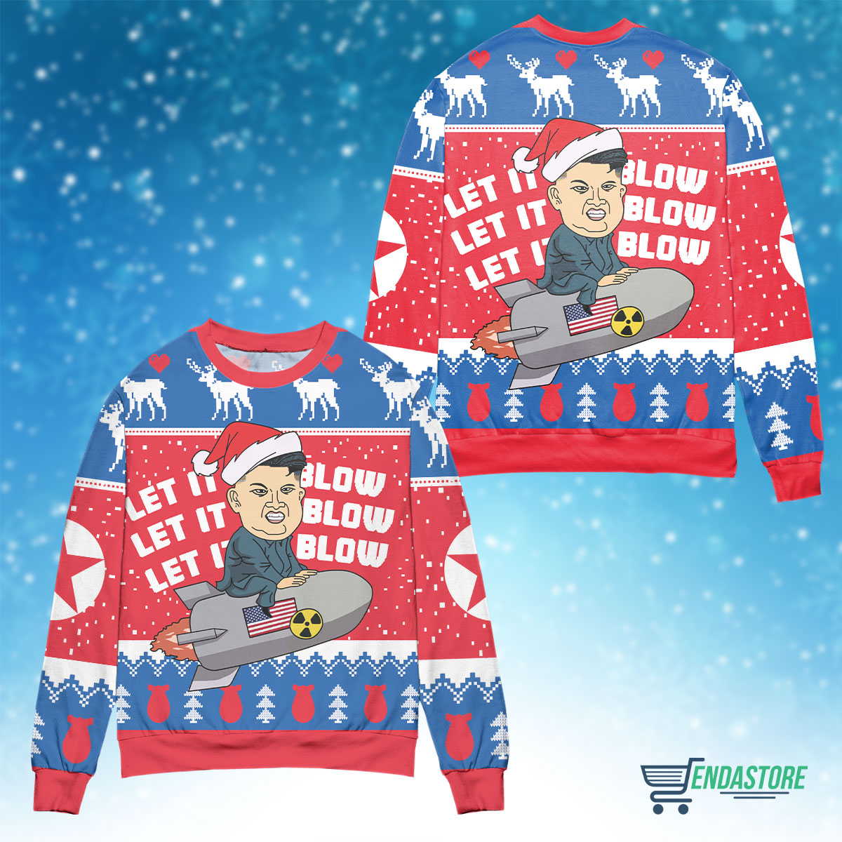 Let it blow Kim Jong Un 3D Christmas Sweater - Holiday Gift product image 4