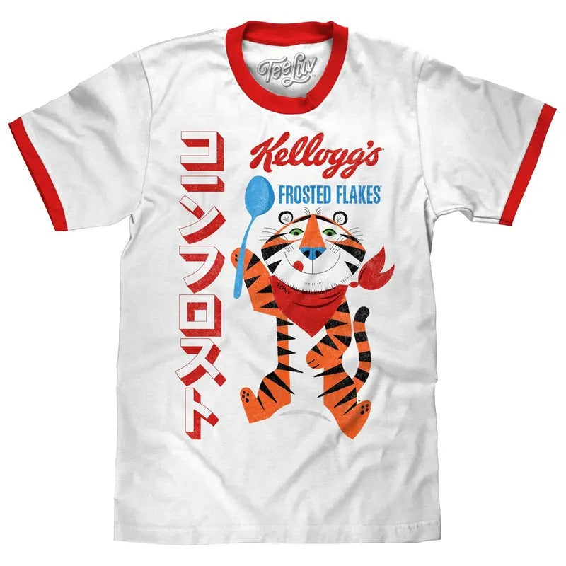 Frosted Flakes Tony Tiger Ringer White Red - Adult & Kids T-Shirts, Sweatshirts & Hoodies apparel design preview 1