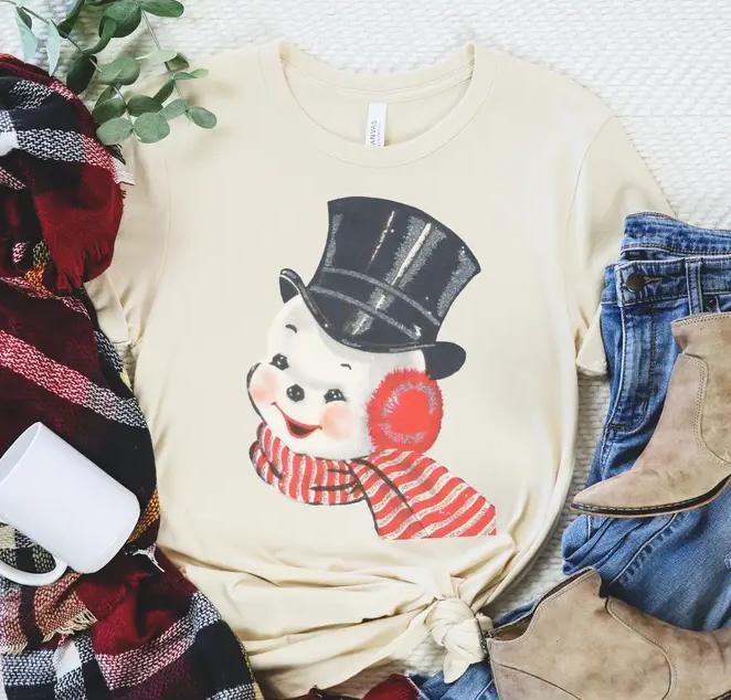 Frosty Snowman Vintage Xmas Retro - Adult & Kids T-Shirts, Sweatshirts & Hoodies apparel design preview 1