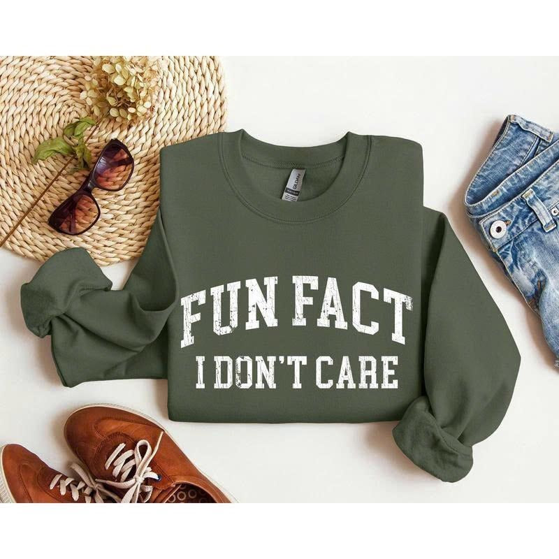 Fun Fact I Don'T Care Funny Sarcastic College Crew - Adult & Kids T-Shirts, Sweatshirts & Hoodies apparel design preview 1