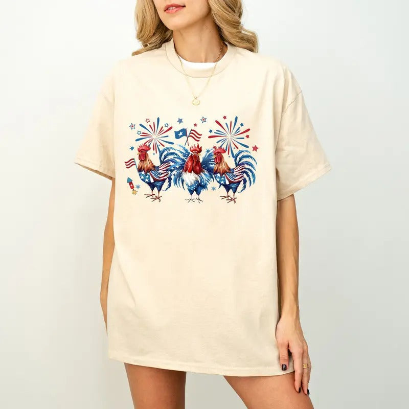 Funny 4th July Chicken Independence Day Usa Flag - Adult & Kids T-Shirts, Sweatshirts & Hoodies apparel design preview 1