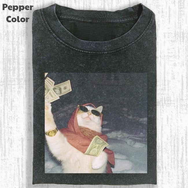 Funny Animal Vintage Rich Cats Stupid Cat Meme Cringe - Adult & Kids T-Shirts, Sweatshirts & Hoodies apparel design preview 1