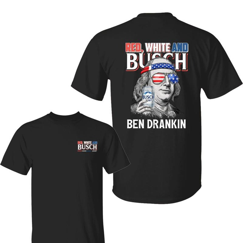 Funny Ben Drankin Red White Bussch Light Benjamin - Adult & Kids T-Shirts, Sweatshirts & Hoodies apparel design preview 1