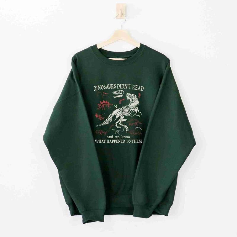 Funny Bookish Dinosaurs Did Not Read Retro Reading - Adult & Kids T-Shirts, Sweatshirts & Hoodies apparel design preview 1