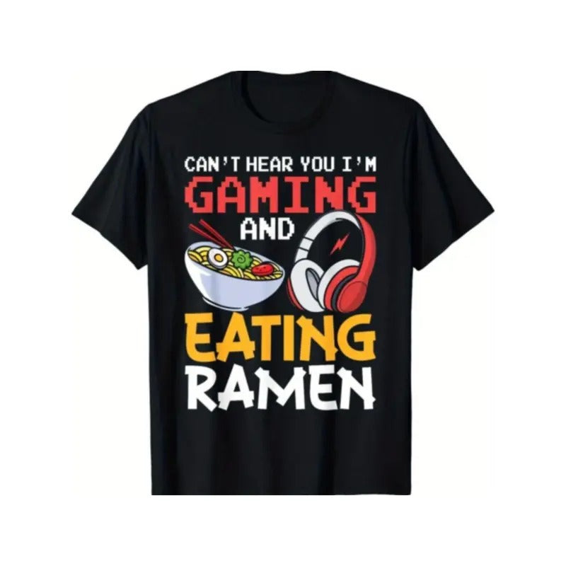 Funny Can'T Hear You I'M Gaming Eating Ramen Gamer - Adult & Kids T-Shirts, Sweatshirts & Hoodies apparel design preview 1