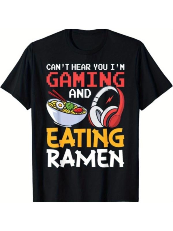 Funny Can'T Hear You I'M Gaming Eating Ramen Gamer - Adult & Kids T-Shirts, Sweatshirts & Hoodies apparel design preview 1