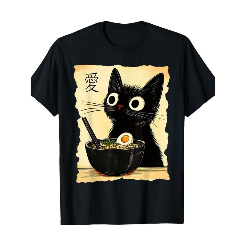 Funny Cat Ramen Japanese Kawaii Anime 100% Cotton - Adult & Kids T-Shirts, Sweatshirts & Hoodies apparel design preview 1