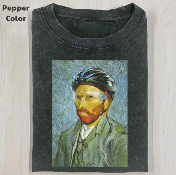 Funny Character Vintage Van Gogh Bicycle Meme Cringe - Adult & Kids T-Shirts, Sweatshirts & Hoodies apparel design preview 1