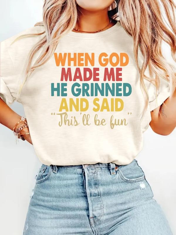 Funny Christian 'God Created Me Laughing' Print Round - Adult & Kids T-Shirts, Sweatshirts & Hoodies apparel design preview 1