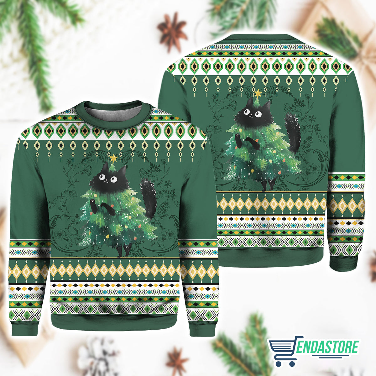Funny Christmas Tree Cat 3D Ugly Christmas Sweater - Holiday Gift product image