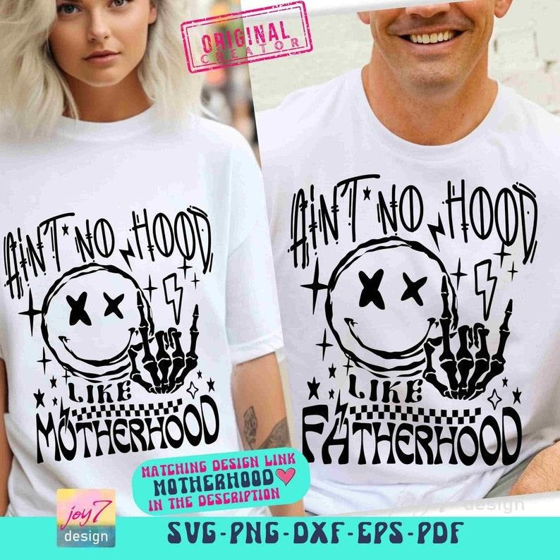 Funny Dad Ain'T No Hood Like Fatherhood Retro - Adult & Kids T-Shirts, Sweatshirts & Hoodies apparel design preview 1