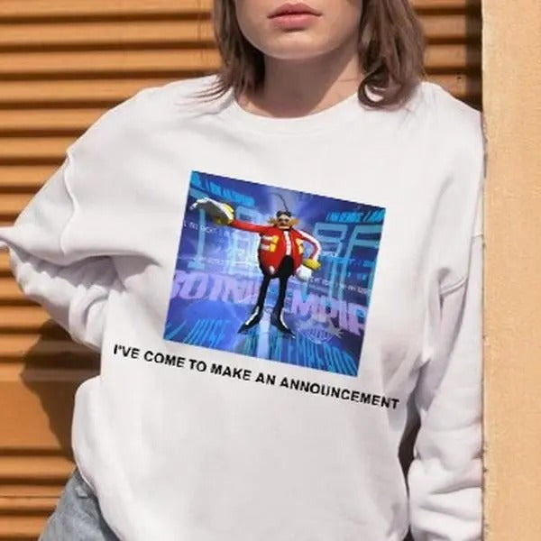 Funny Dr. Eggman Meme Shadow H3dgehog Announcement - Adult & Kids T-Shirts, Sweatshirts & Hoodies apparel design preview 1
