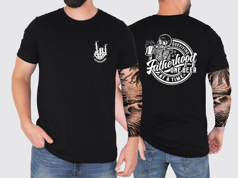 Funny Fatherhood Dad Happy Joke Back Front Skeleton - Adult & Kids T-Shirts, Sweatshirts & Hoodies apparel design preview 1