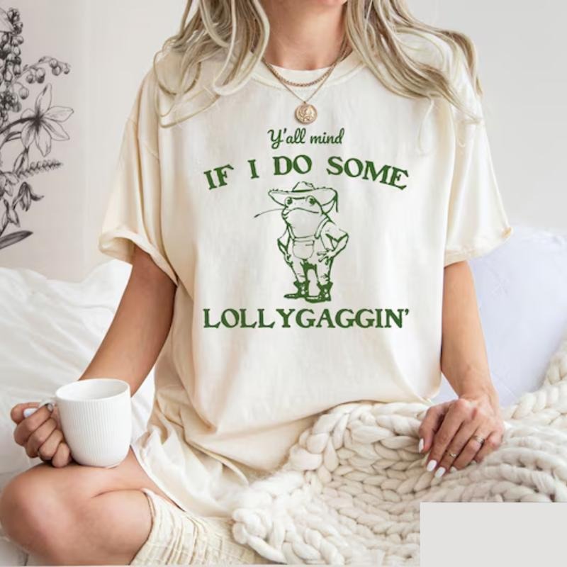 Funny Frog Meme Cowboy Western Sayings 90s Cotton - Adult & Kids T-Shirts, Sweatshirts & Hoodies apparel design preview 1