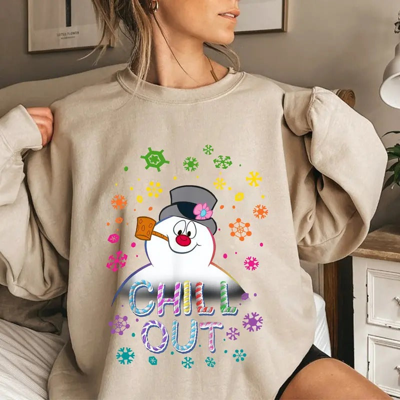 Funny Frosty Snowman Lovers Xmas Chill Out Cartoon - Adult & Kids T-Shirts, Sweatshirts & Hoodies apparel design preview 1