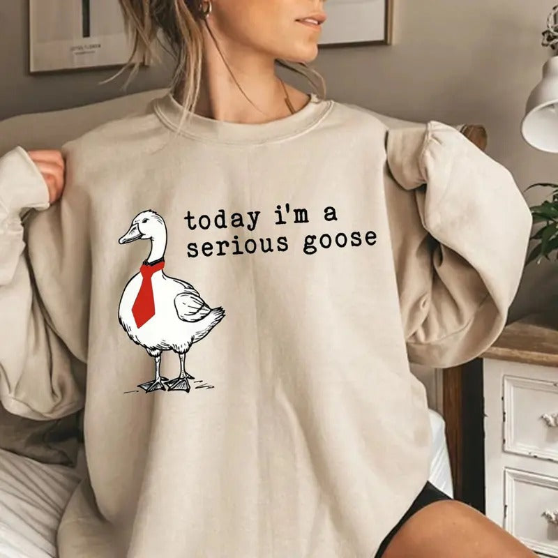 Funny Goose Today I'M Serious Silly Lover Meme Gag - Adult & Kids T-Shirts, Sweatshirts & Hoodies apparel design preview 1