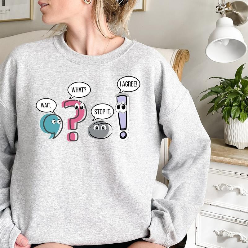 Funny Grammar Teacher Punctuation English Wait What - Adult & Kids T-Shirts, Sweatshirts & Hoodies apparel design preview 1