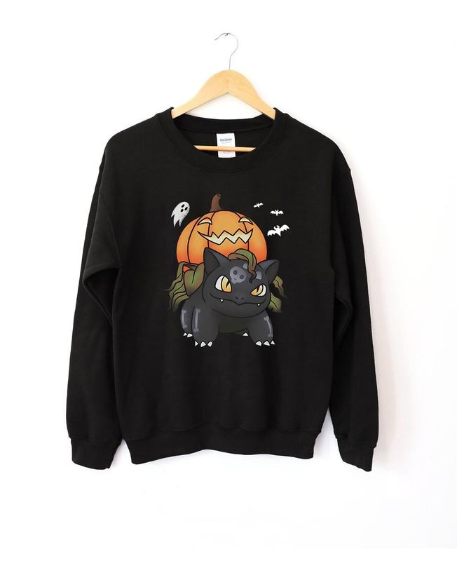 Funny Halloween Horror BuIbasaur Spooky Pumpkin - Adult & Kids T-Shirts, Sweatshirts & Hoodies apparel design preview 1
