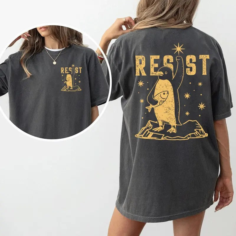 Funny Penguin Protest Resist Tariffs Penguins - Adult & Kids T-Shirts, Sweatshirts & Hoodies apparel design preview 1